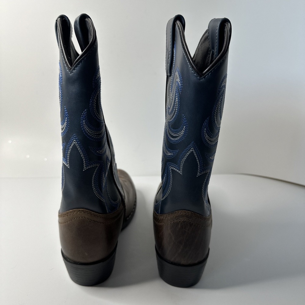 Cody‎ James Blue/Brown Leather Round Toe Pull On Western Boots Youth Size 4 D - Picture 7 of 12